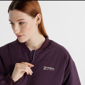 New Balance Linear Heritage Woven Bomber Jacket Plum Women’s Size Small EUC